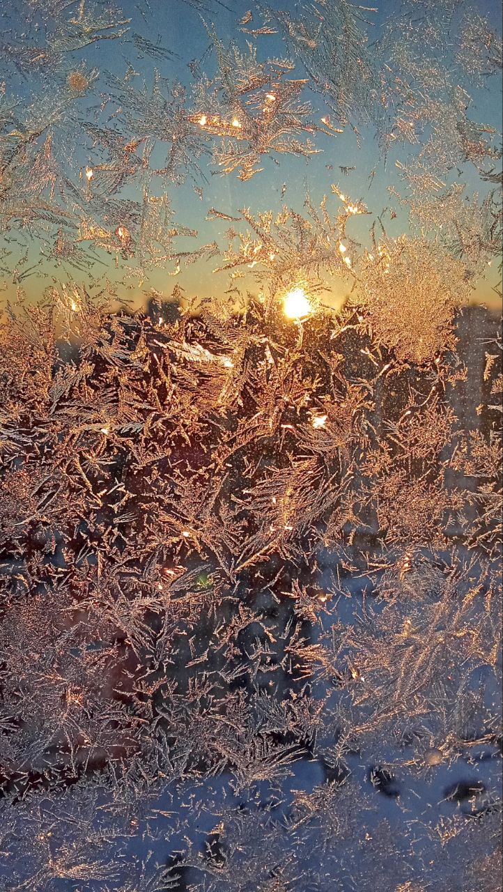 Beautiful ice flowers on the outer windows. It is -32 C (-26 F) - Novosibirsk in December.